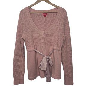 ELLE | Pink Ballet Style Dual Knit Sweater with Snap Closures | Size L